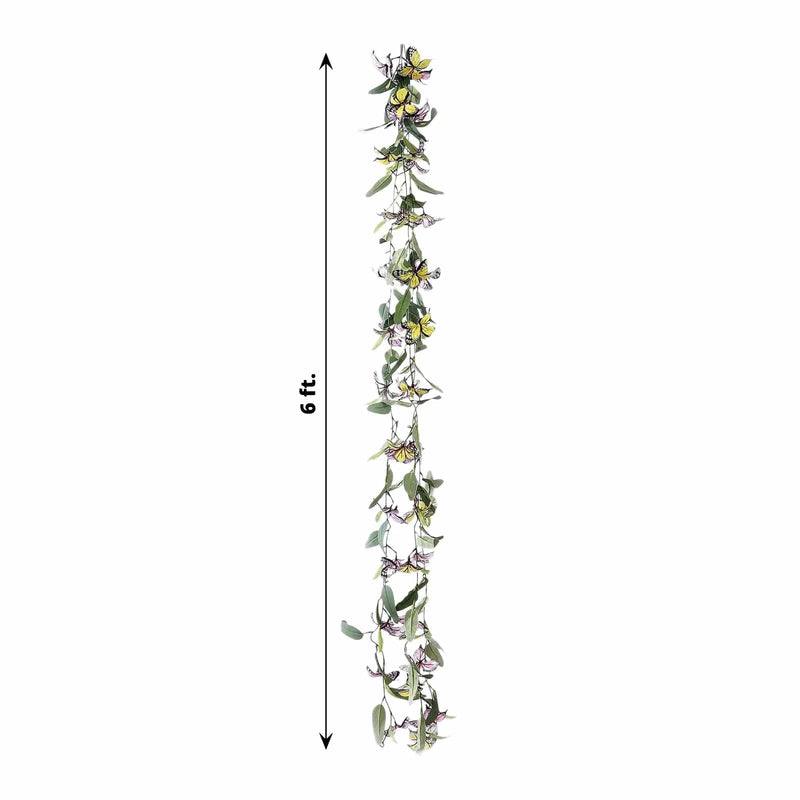 3 pcs Faux Butterfly Flowers 6 ft Garlands with Willow Greenery Leaves - Assorted ARTI_GLND_BUT001_MIX