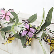 3 pcs Faux Butterfly Flowers 6 ft Garlands with Willow Greenery Leaves - Assorted ARTI_GLND_BUT001_MIX