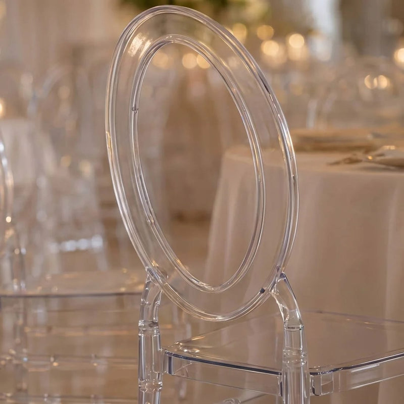 3 pcs Stackable Acrylic Chiavari Ghost Chairs with Oval Open Back
