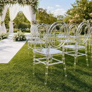 3 pcs Stackable Acrylic Chiavari Ghost Chairs with Oval Open Back