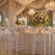 3 pcs Stackable Acrylic Chiavari Ghost Chairs with Oval Open Back