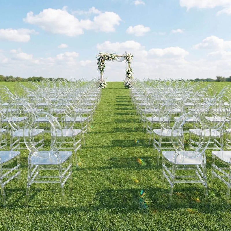 3 pcs Stackable Acrylic Chiavari Ghost Chairs with Oval Open Back