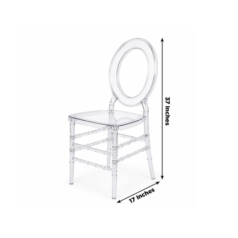 3 pcs Stackable Acrylic Chiavari Ghost Chairs with Oval Open Back