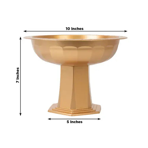 3 Plastic 10" Roman Style Compote Footed Bowl Vases Flower Pedestals - Gold VASE_PB008_7H_GOLD