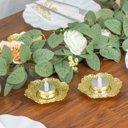 3 Plum Blossom 5" Metal Votive Candle Holders