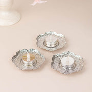 3 Plum Blossom 5" Metal Votive Candle Holders