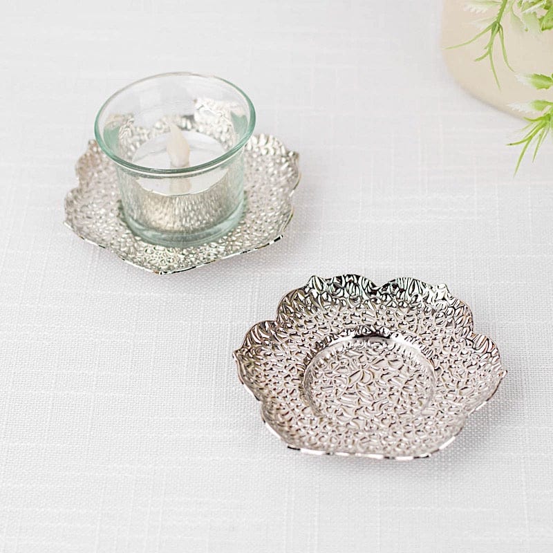 3 Plum Blossom 5" Metal Votive Candle Holders