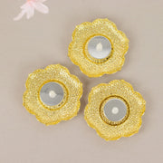 3 Plum Blossom 5" Metal Votive Candle Holders