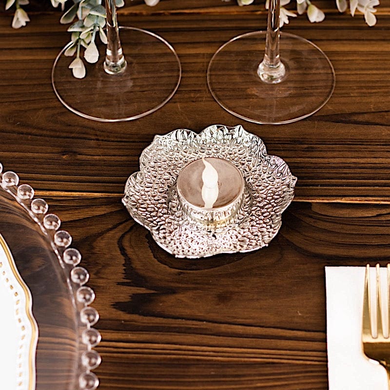 3 Plum Blossom 5" Metal Votive Candle Holders