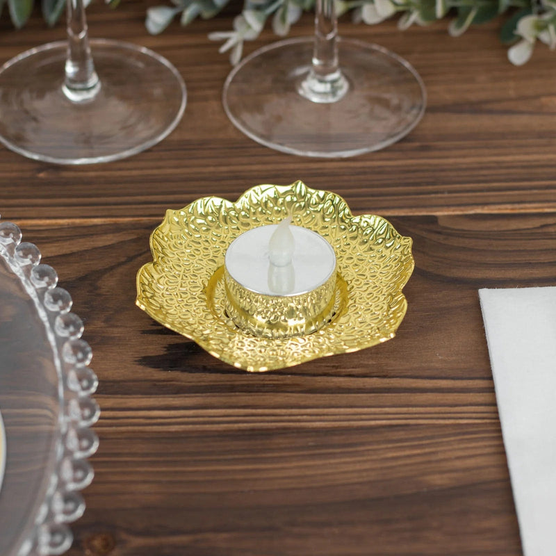 3 Plum Blossom 5" Metal Votive Candle Holders