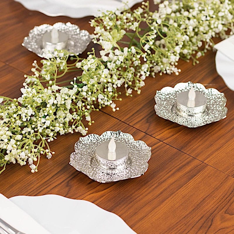 3 Plum Blossom 5" Metal Votive Candle Holders