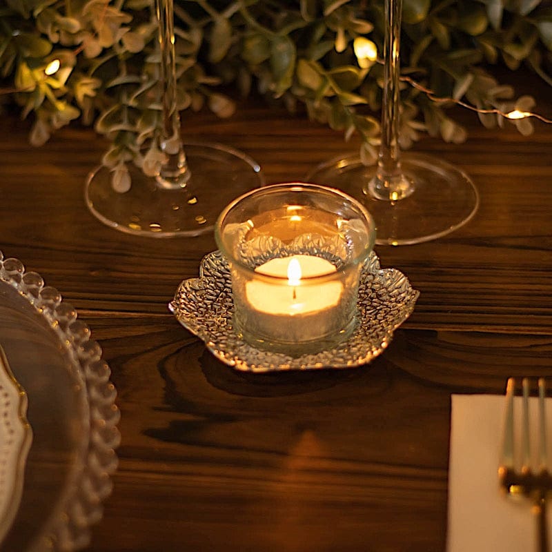 3 Plum Blossom 5" Metal Votive Candle Holders