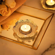 3 Plum Blossom 5" Metal Votive Candle Holders