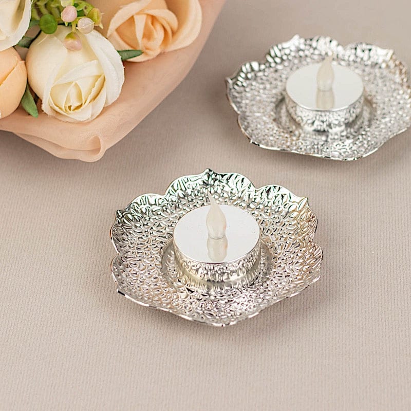 3 Plum Blossom 5" Metal Votive Candle Holders