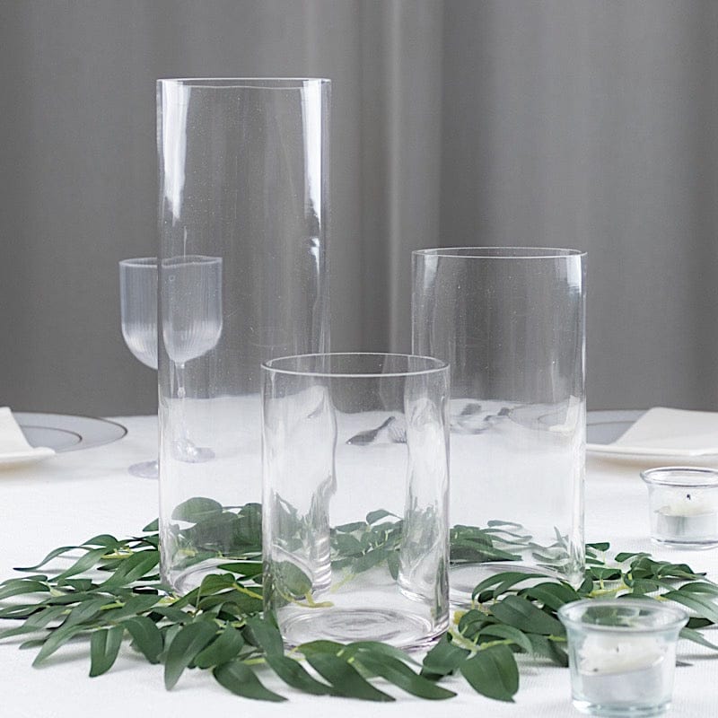 3 Premium Glass Cylinder Vases Centerpieces - Clear VASE_A3_SET01_CLR