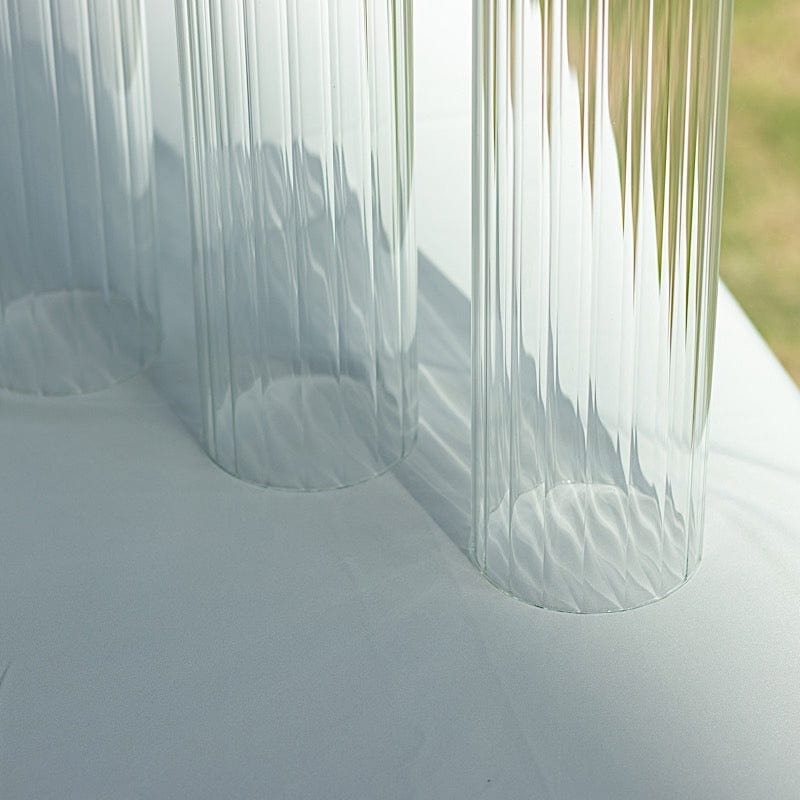 3 Ribbed Candelabra Candle Holder Glass Shades - Clear CHDLR_CAND_030_RIB_GLASS_SET