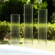 3 Ribbed Candelabra Candle Holder Glass Shades - Clear CHDLR_CAND_030_RIB_GLASS_SET
