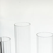 3 Ribbed Candelabra Candle Holder Glass Shades - Clear CHDLR_CAND_030_RIB_GLASS_SET