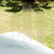 3 Ribbed Candelabra Candle Holder Glass Shades - Clear CHDLR_CAND_030_RIB_GLASS_SET