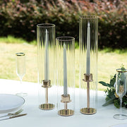 3 Ribbed Candelabra Candle Holder Glass Shades - Clear CHDLR_CAND_030_RIB_GLASS_SET