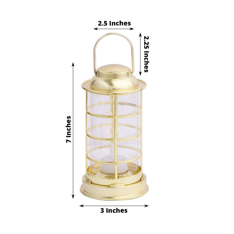 3 Round 7" Mini LED Tealight Candle Lantern Lamps LED_CAND_PL09_GOLD