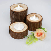 3 Rustic Tree Branch Slice Votive Candle Holders - Natural WOD_CAND_016_SET_NAT