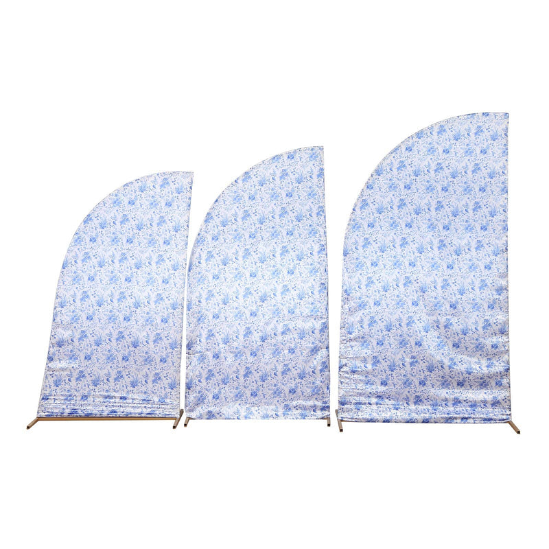 3 Satin Chiara Backdrop Stand Covers IRON_STND13_STN_SET_FLOR_BLUE