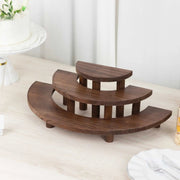3 Semicircle 3 Tier Wooden Cupcake Pedestals Dessert Display Stands - Whitewashed