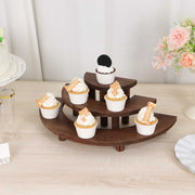 3 Semicircle 3 Tier Wooden Cupcake Pedestals Dessert Display Stands - Whitewashed