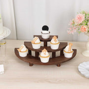 3 Semicircle 3 Tier Wooden Cupcake Pedestals Dessert Display Stands - Whitewashed