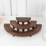 3 Semicircle 3 Tier Wooden Cupcake Pedestals Dessert Display Stands - Whitewashed