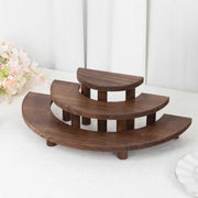 3 Semicircle 3 Tier Wooden Cupcake Pedestals Dessert Display Stands - Whitewashed