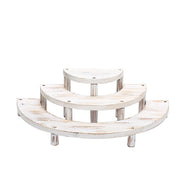 3 Semicircle 3 Tier Wooden Cupcake Pedestals Dessert Display Stands - Whitewashed CAKE_WOD010_SET_WHT