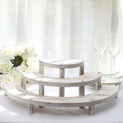 3 Semicircle 3 Tier Wooden Cupcake Pedestals Dessert Display Stands - Whitewashed CAKE_WOD010_SET_WHT