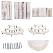 3 Semicircle 3 Tier Wooden Cupcake Pedestals Dessert Display Stands - Whitewashed CAKE_WOD010_SET_WHT
