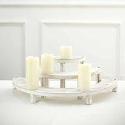 3 Semicircle 3 Tier Wooden Cupcake Pedestals Dessert Display Stands - Whitewashed CAKE_WOD010_SET_WHT