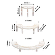 3 Semicircle 3 Tier Wooden Cupcake Pedestals Dessert Display Stands - Whitewashed CAKE_WOD010_SET_WHT
