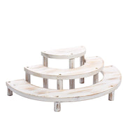 3 Semicircle 3 Tier Wooden Cupcake Pedestals Dessert Display Stands - Whitewashed CAKE_WOD010_SET_WHT