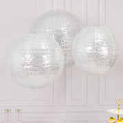3 Shimmer Sequin Fabric Hanging Lanterns