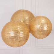3 Shimmer Sequin Fabric Hanging Lanterns