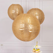 3 Shimmer Sequin Fabric Hanging Lanterns