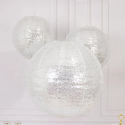 3 Shimmer Sequin Fabric Hanging Lanterns