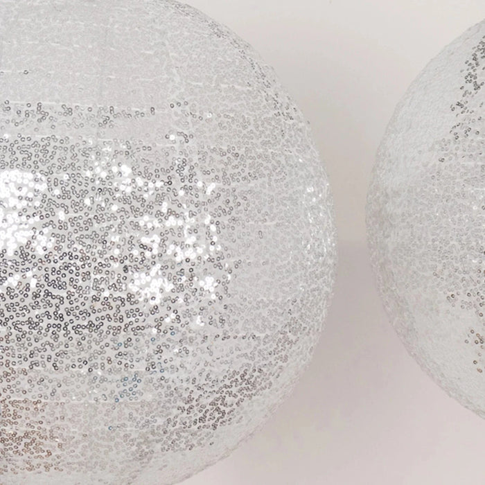 3 Shimmer Sequin Fabric Hanging Lanterns