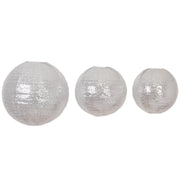 3 Shimmer Sequin Fabric Hanging Lanterns LANT_004_1420_02_SILV