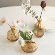 3 Small Glass Flower Vases Centerpieces with Metallic Gold Rim - Clear