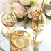 3 Small Glass Flower Vases Centerpieces with Metallic Gold Rim - Clear