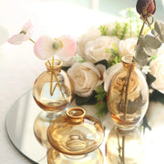 3 Small Glass Flower Vases Centerpieces with Metallic Gold Rim - Clear