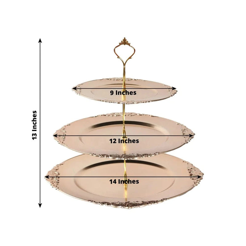3-Tier 13" Round Plastic Cupcake Stand with Top Handle