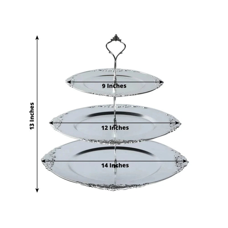 3-Tier 13" Round Plastic Cupcake Stand with Top Handle