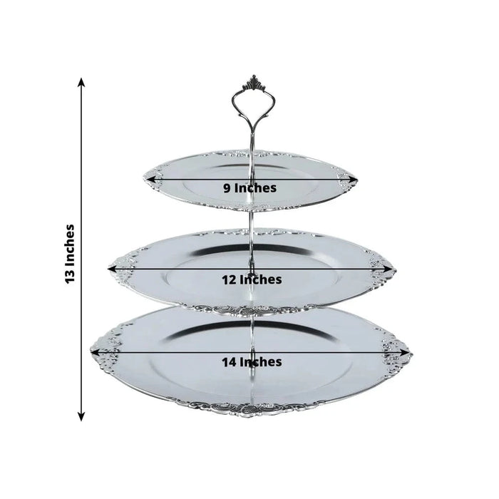 3-Tier 13" Round Plastic Cupcake Stand with Top Handle
